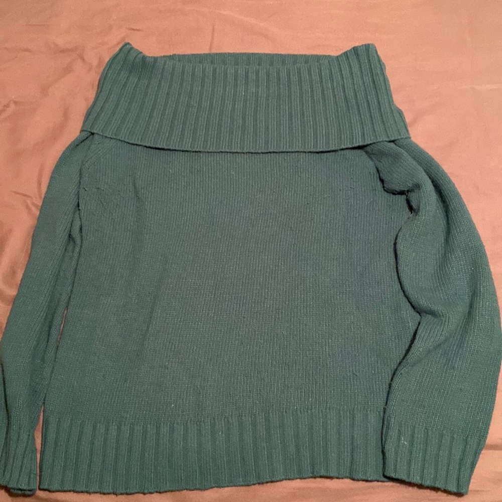 Off shoulder green sweater